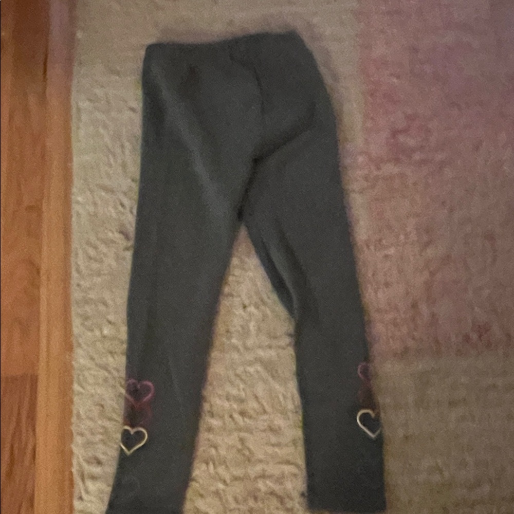 Gray Heart-Patterned Kids Leggings